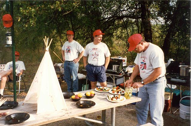 Larry Box, Denny Havener and Joe Quattrochi preparing table for cooking contest.jpg